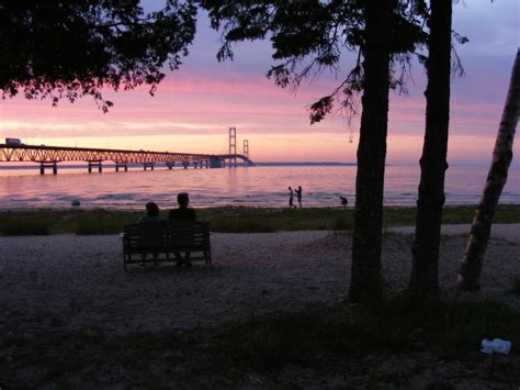 Mackinac Bridge Sunset - Riviera Motel | Mackinaw City Motel | Shadow ...