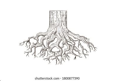 Old Tree Drawing With Roots