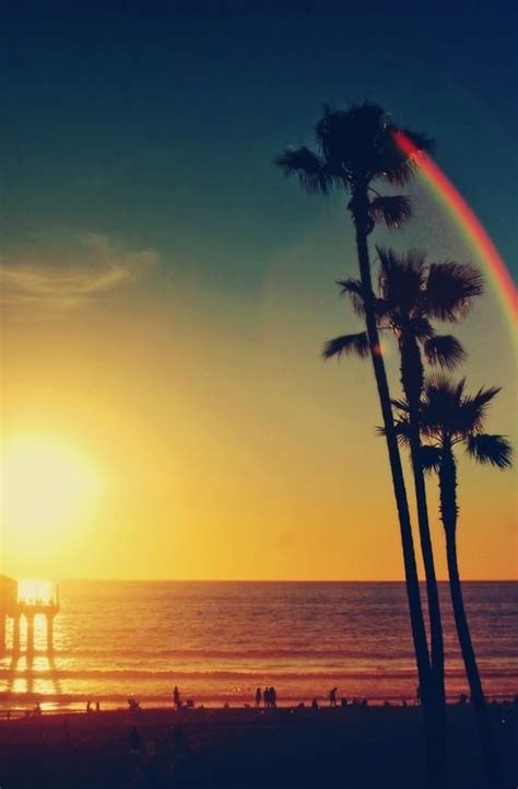 Beach, rainbow | Sunset, Scenery, Photo