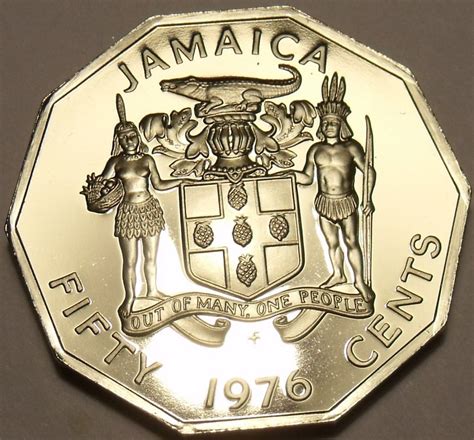 Jamaica 1976 50 Cents Rare Proof~10 Sided Coin~24,000 Minted~Free Shipping