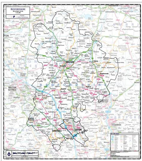 Bedfordshire County Map | County map, Map, Bedfordshire