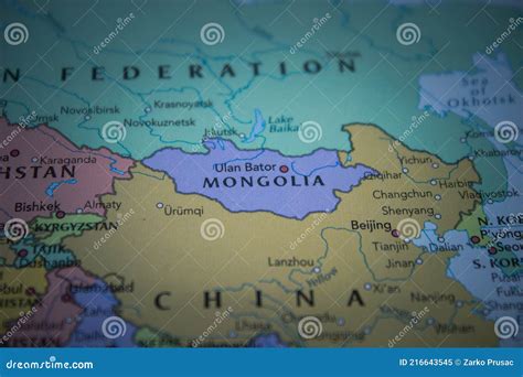 Mongolia Map In Dark Color Oval Map With Neighboring Countries Stock ...