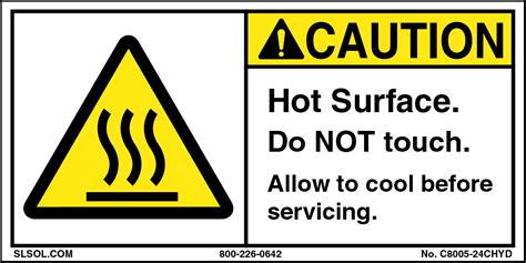 Caution - Hot Surface Safety Label (1.25"x2.5")