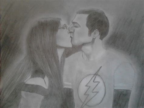 Sheldon and Amy kiss by NormalOnTheOutside on DeviantArt