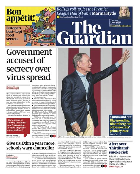 The Guardian on Twitter: "Guardian front page, Thursday 5 March ...