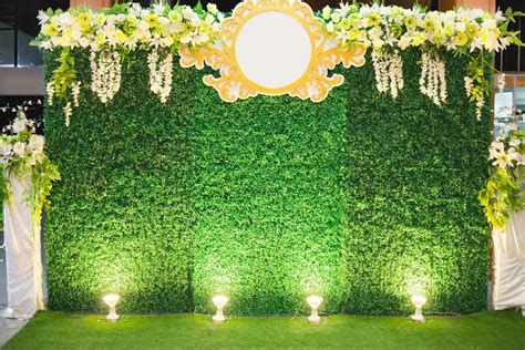 Green Leaves Wall Custom Wedding Party Backdrop for Photography Printed ...
