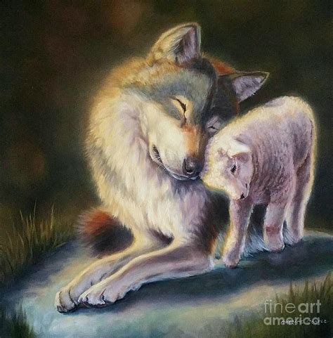 Isaiah Wolf and Lamb Painting by Charice Cooper - Pixels