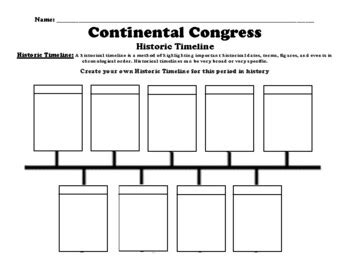 Continental Congress Timeline Worksheet (PDF) by BAC Education | TPT