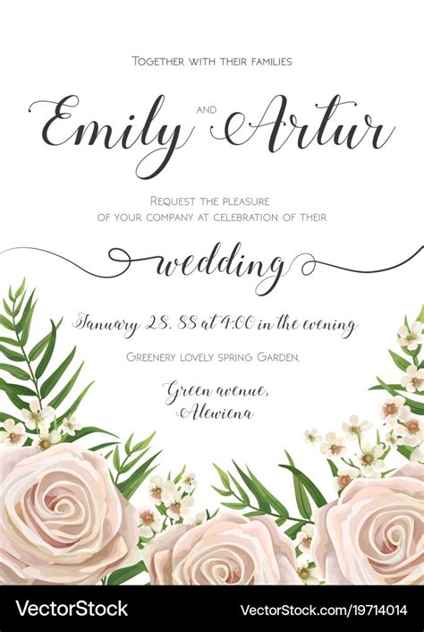 Floral wedding invitation card design with flowers