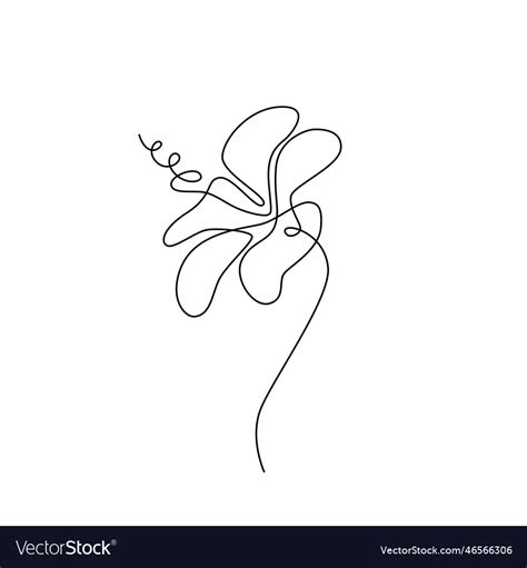 Hibiscus line art flower continuous Royalty Free Vector