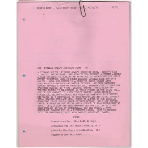 Original Revised Script Pages for Here's Lucy Episode "Lucy Meets Lucy"