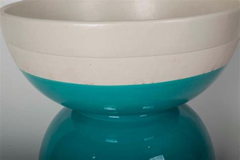 Ettore Sottsass Green and White Ceramic Vase Bolo Bowl For Sale at 1stDibs
