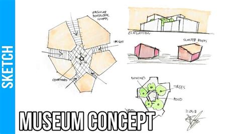 Architectural Sketch Drawing #5 - Museum Concept - YouTube | Art museum ...