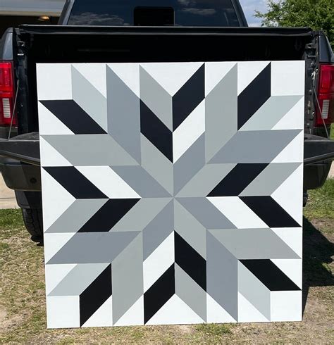 Barn Quilt Star Gray Black White Exterior Wood Exterior - Etsy