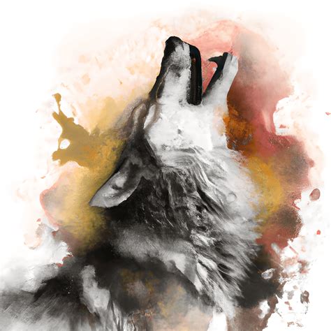 Howling Wolf in Splattered Watercolors · Creative Fabrica