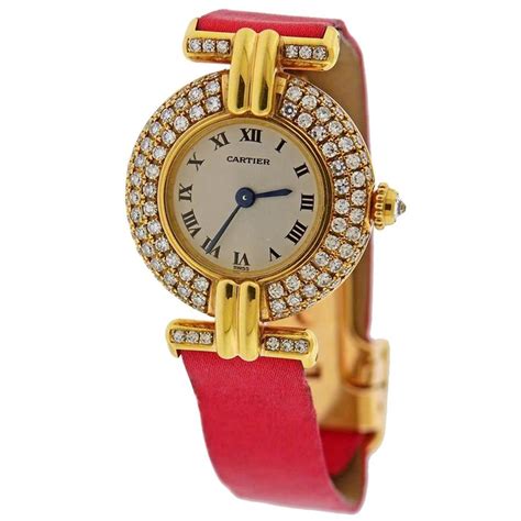 CARTIER Diamond Gold Bracelet Watch For Sale at 1stDibs