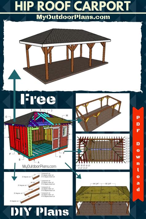 Hip Roof One Car Carport Plans | Hip roof, Carport plans, Building a carport