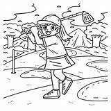 Premium Vector  Golf Female Golfer Hitting Ball Isolated Coloring sketch template