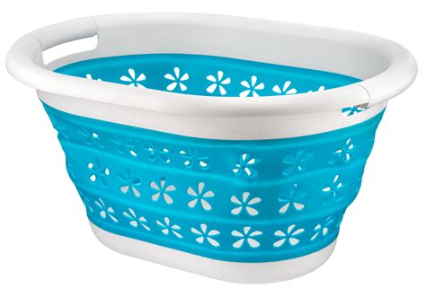 Collapsible 16 Litre Laundry Basket - Blue - Plastic Storage Boxes