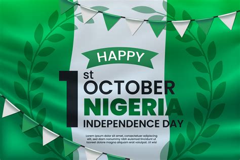 Happy Independence Day of Nigeria with Waving Flag Background. Vector ...