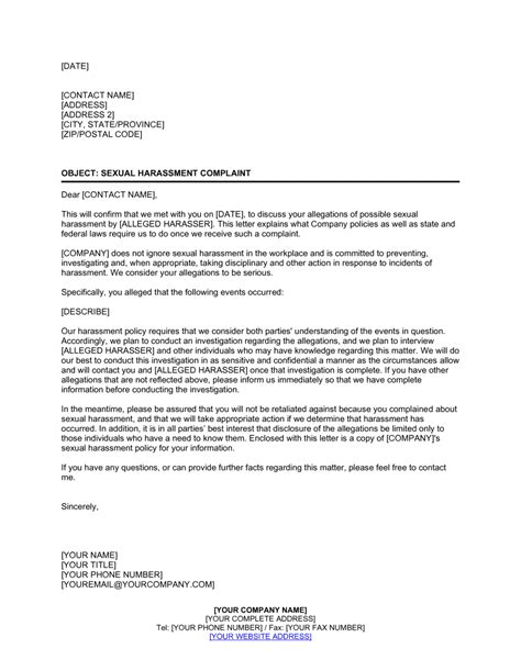 Sample Letter Of Complaint Workplace Bullying