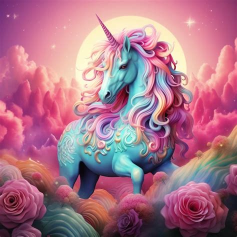 Premium AI Image | An unicorn with a rainbow hair