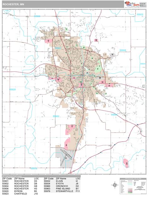 Rochester Minnesota Wall Map (Premium Style) by MarketMAPS