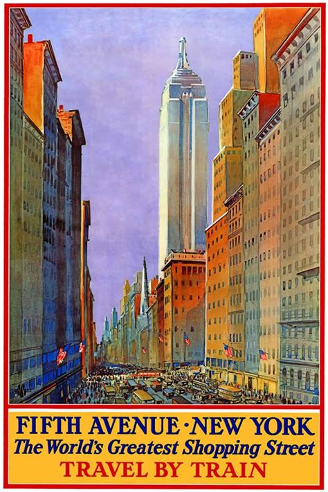 Vintage City Poster, Fifth Avenue New York, 1932