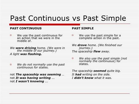 Past Continuous Vs Past Simple