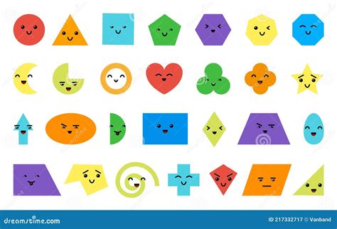 Figuras Geométricas Formas Color Dibujos Animados Conjunto De Emoji ...