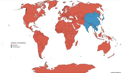 Countries with Abrahamic & Non-Abrahamic Religions | Wondering Maps