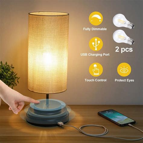 Kohree LED Nachttischlampe, E27 Touch Dimmbar Tischlampe für Schlafzimmer, Touchfunktion ...