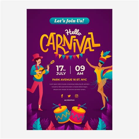 Free Vector | Gradient carnival party invitation template