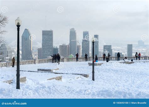 Montreal Skyline in winter editorial image. Image of lookout - 183693100