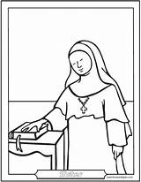 Nun Coloring Page Benedictine Carmelite Dominican Nuns sketch template