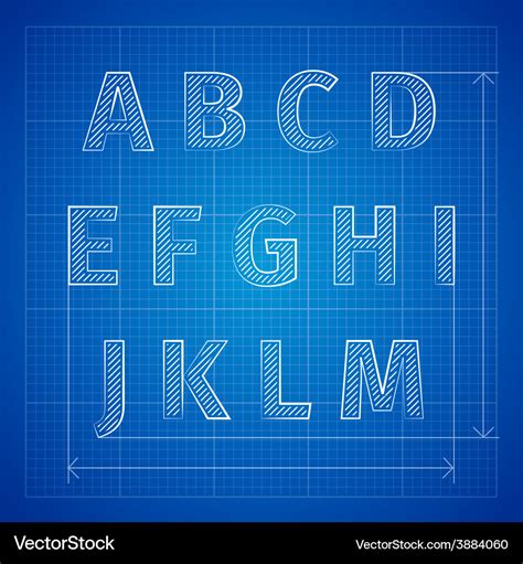 Blueprint font Royalty Free Vector Image - VectorStock