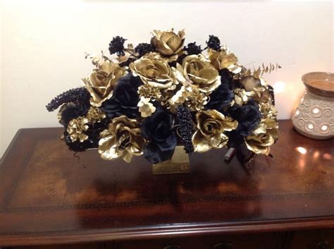 Gold and black silk flower arrangement | Silver wedding centerpieces, Flower centerpieces ...