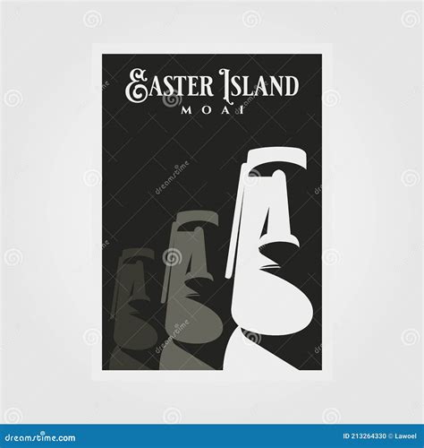 Moai Statue Vector Poster Background Illustration Design, Easter Island National Park Travel ...