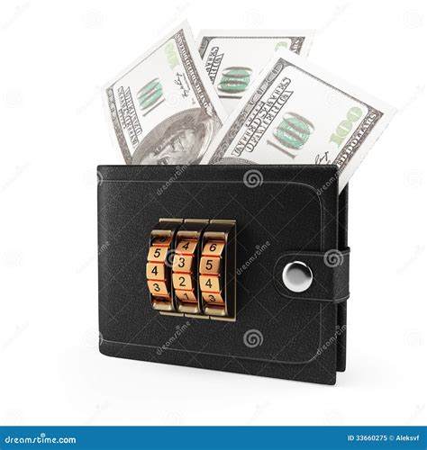 Wallet With Money And Combination Lock Royalty Free Stock Photo - Image: 33660275