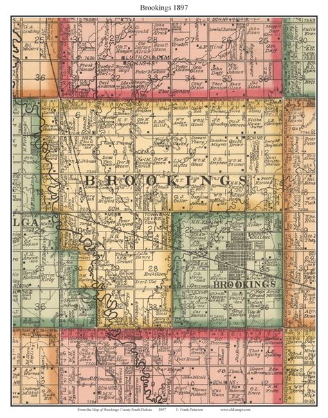 Brookings, South Dakota 1897 Old Town Map Custom Print - Brookings Co. - OLD MAPS