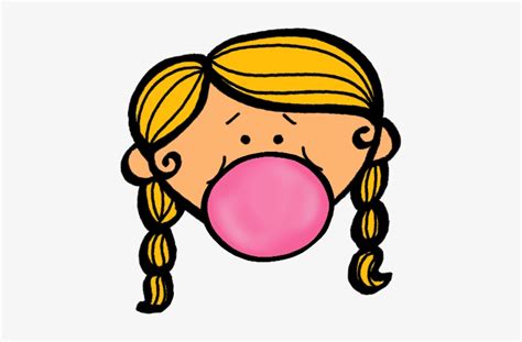 Girl With Bubble - Girl Blowing Bubble Gum Clipart Transparent PNG ...