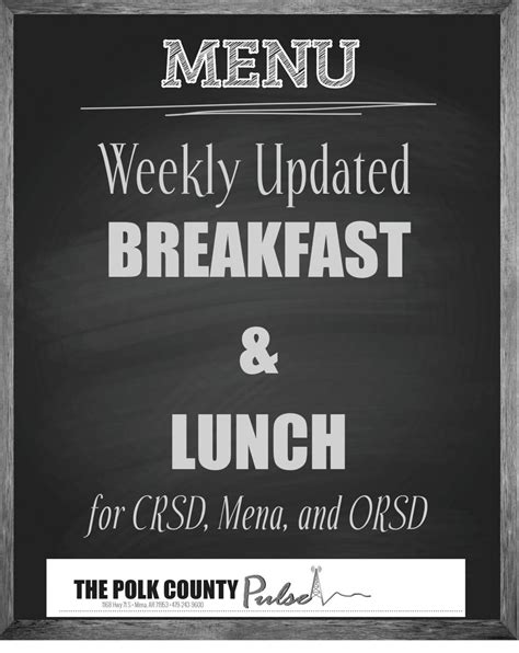 WEEKLY MENUS FOR POLK COUNTY ARKANSAS SCHOOLS by The Pulse - Issuu