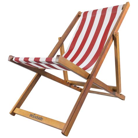 Buy Woodside Traditional Folding Beach/Garden Wooden Deck Chair Seaside ...