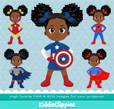 Superhero Costumes Black Girl PNG & SVG Scrapbook - Etsy Canada