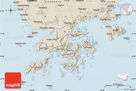 Shaded Relief Map of New Territories