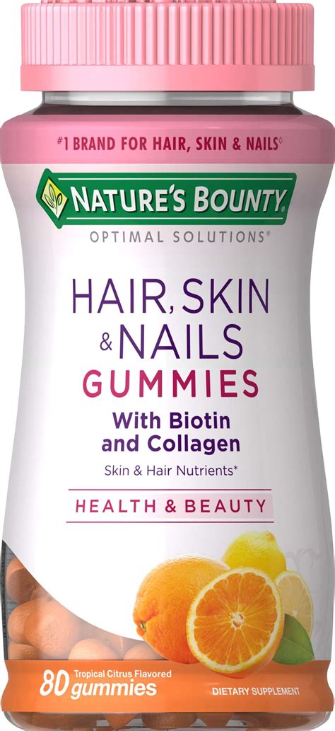 Nature's Bounty® Optimal Solutions Hair, Skin & Nails with Biotin and Collagen, 80 Gummies ...