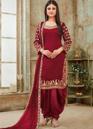 Red Punjabi Style, Designer, Party Wear, Long Sleeves, Ladies Salwar Suits at Best Price in ...