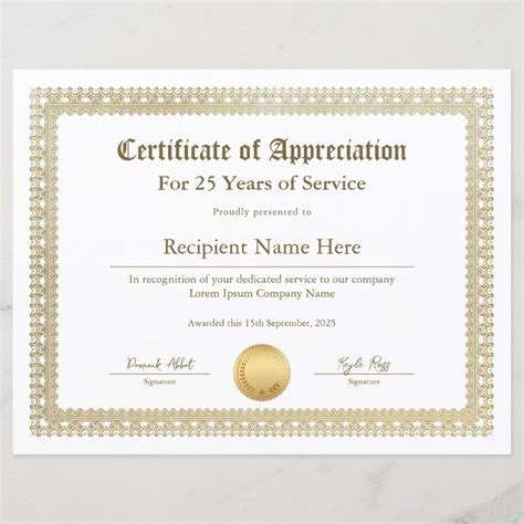 Certificate of Appreciation for Years of Service | Zazzle | Certificate of appreciation ...