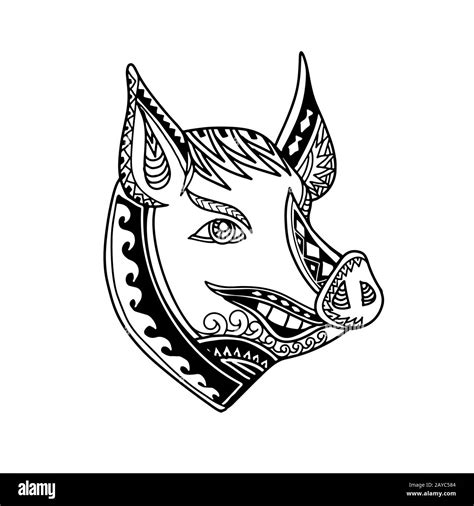 Pig Head Tribal Tattoo Stock Photo - Alamy