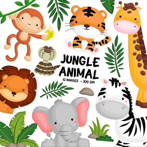 Jungle Animal Clipart Cute Animal Safari Clipart Free | Etsy | Animal clipart free, Animal ...